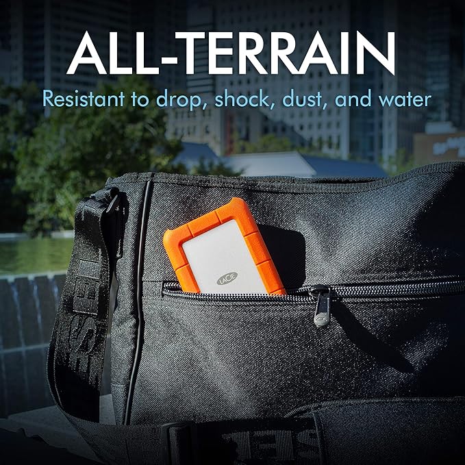 LaCie Rugged Secure 2TB External Hard Drive Portable HDD – USB-C USB 3.0 Drop Shock Dust Rain Resistant Computer Desktop Workstation Laptop Hardware Encryption, 1 Month Adobe CC (STFR2000403)