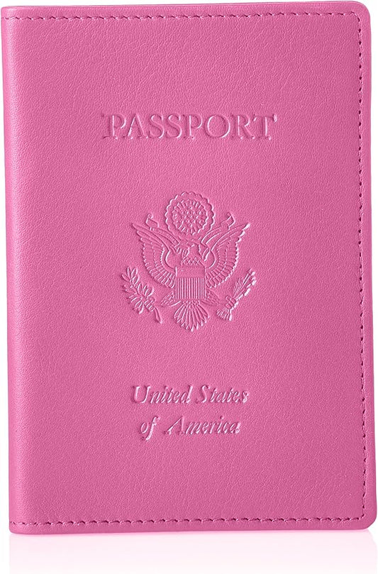 Royce Leather RFID Blocking Passport Travel Document Organizer in Leather, Pink 3, One Size
