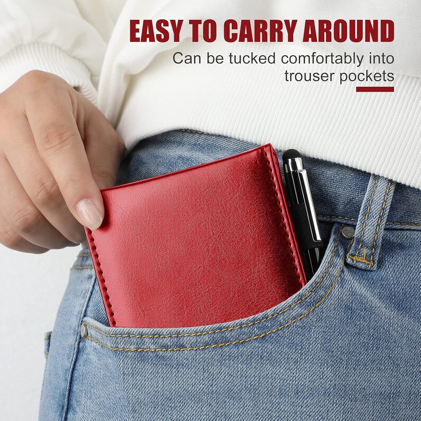 Outus 10 Pcs Pocket Notebook with Pen Set Included Mini Pocket Notepad Holder with 50 Lined Sheets, Metal Pen, 8 Pcs 3 x 5 Inch Memo Book Refills, 30 Lined Paper Per Note Pad (Red)