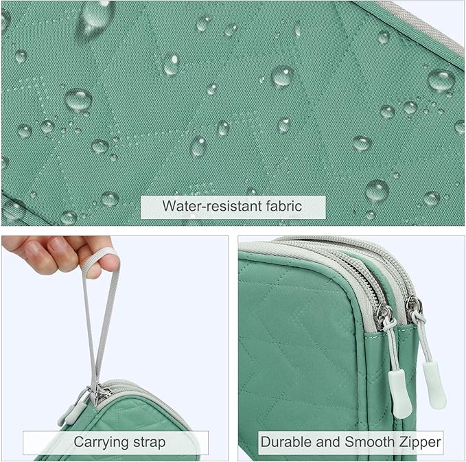 FYY Electronic Organizer, Travel Cable Organizer Bag Pouch Electronic Accessories Carry Case Portable Waterproof Double Layers All-in-One Storage Bag for Cable, Cord, Charger, Phone,-Pattern Green(M)