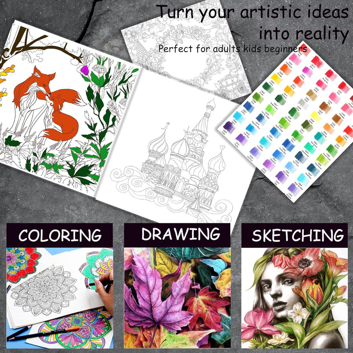 KALOUR Premium 144 Drawing Pencil Set,including 120 Colored Pencils and 24 Sketch Kit,Art Pencil Kit in Zippered Travel Case, for Drawing,Sketching and Coloring,Ideal for Beginner,Artists and Adults