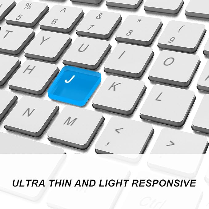 JOYACCESS Wireless Keyboard, 2.4G Slim and Compact Wireless Keyboard with Numeric Keypad for Laptop, MacBook air, Desktop, Computer, PC-Sliver&White