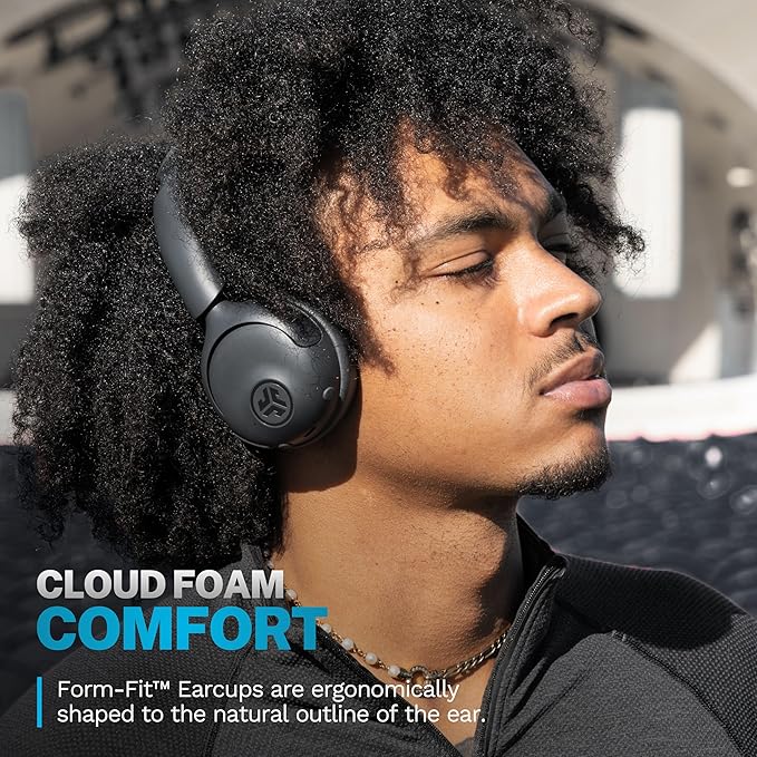 JLab Go Lux ANC Wireless Headphones, Graphite, Hybrid Active Noise Cancelling, Premium On-Ear Bluetooth Headset, Customizable Sound, Be Aware Mode, Cloud Foam Comfort, Multipoint Connection