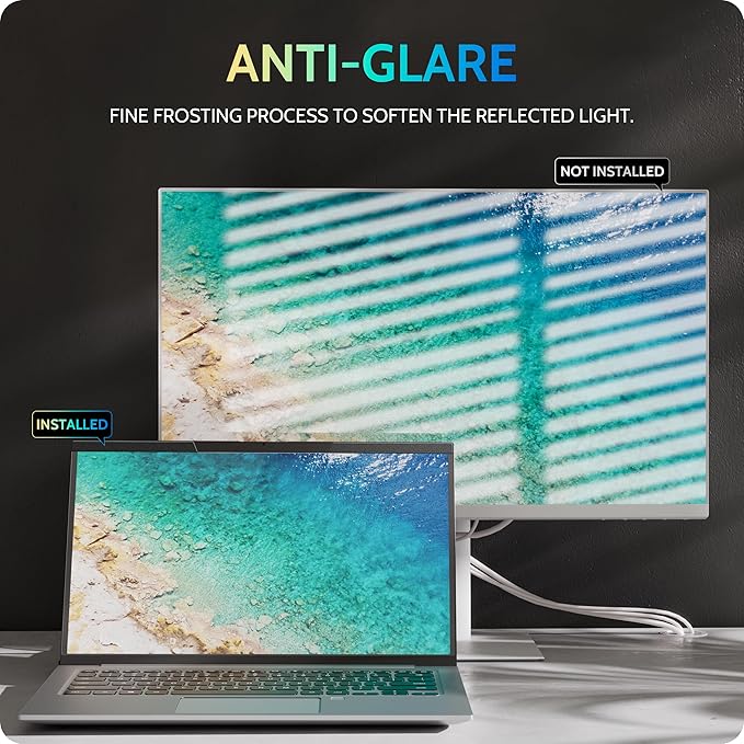 Magnetic Laptop Privacy Screen 14 inch for 16:10 Computer Monitor, 14" Removable Anti Glare Protector Blue Light Filter Shield Compatible with Lenovo Hp Dell Acer Asus Thinkpad Envy Xps