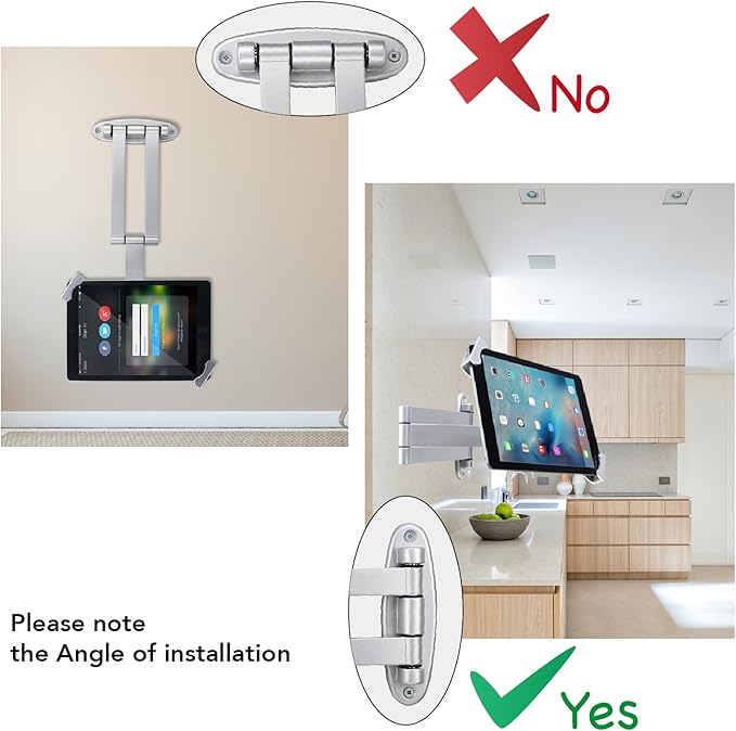 Tablet Wall Mount Holder with fold,Extend Adjustable Arm Swivel &Anti Theft Security Lock &Key, Multi Angle,Bracket for Most 7 to10.8 Inch,for iPad 10.9&11,Galaxy tab,& More(Silver)