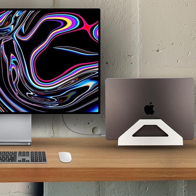 Vertical Laptop Stand, Space Saving Holder for MacBook with Tool-Free Width Adjustment, Pretty Anodized Aluminum for Desk, Universal Fit for 10-17" Laptop