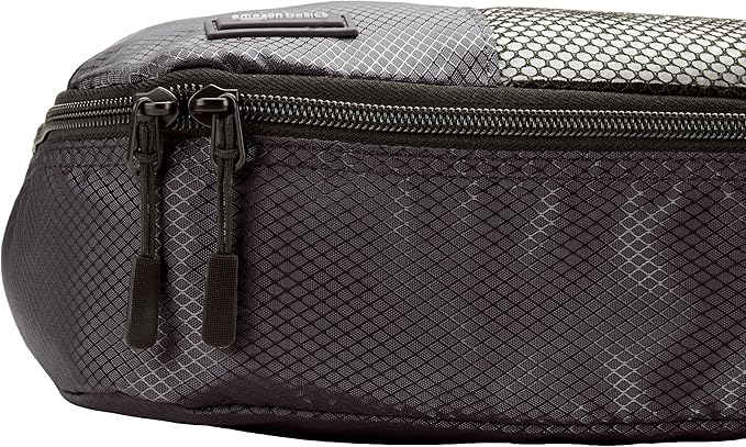 Amazon Essentials 4-Piece Packing Cubes Travel Accessories Set, Luggage Organizer with Double Zipper, Mesh Top, 100% Polyester, 2 Medium/2 Large, Black (Previously Amazon Basics)