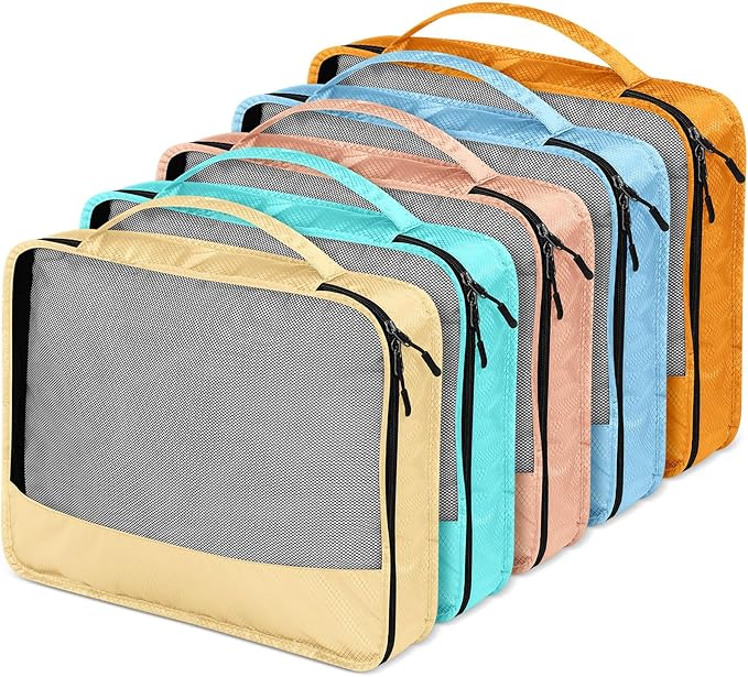 5 Pcs Packing Cubes for Suitcase Large Travel Cubes Carry on Luggage Organizer Bags for Clothes Accessories (L,Pastel)