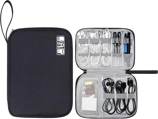 CILLA Travel Cord Organizer Case, Portable Waterproof Storage Bag for Charger, Cord, USB, Power Bank, Earphone, SD Card, Travel Essentials