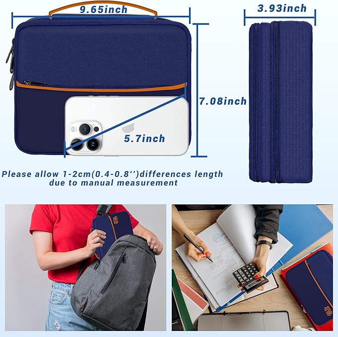 Electronics Organizer,Travel Cord Organizer Pouch, Portable Cable Organizer Bags, Waterproof Electronic Accessories Storage Case for Cables, Cords, Charger, Phone (Double Layer-NavyBlue)