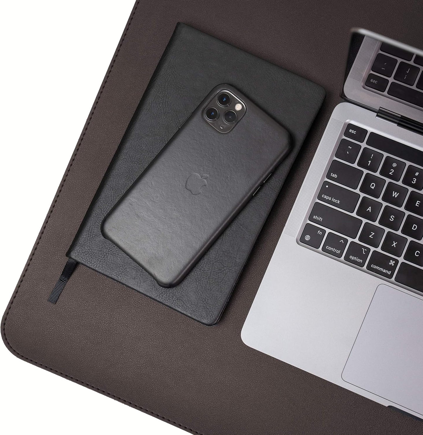 Vine Creations Leather Desk Mat 24" x 17", Desk Protector, PU Leather Desk Pad, Non Slip Small Desk Pad Mat, Desk Blotter, Desk Pads on Top of Desks, Home or Office Small Desk Mat (Dark Brown)