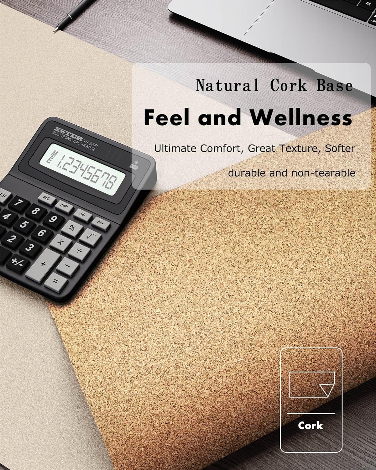 YSAGi Double-Sided Desk Pad, 35.4"x17" Leather Desk Mat, Eco Cork Desk Pad Protector,Large Mouse Pad,Waterproof Desk Blotter for Office/Home (Beige/Cork)