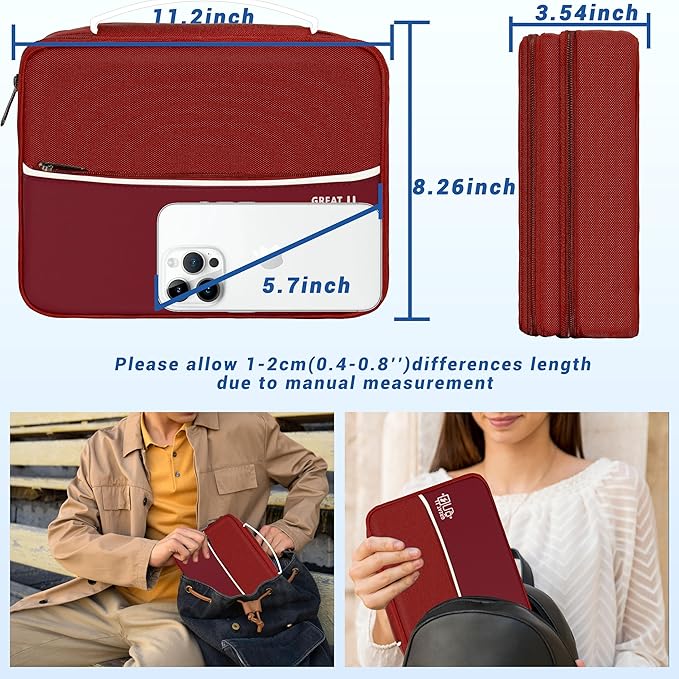 Electronics Organizer,Travel Cord Organizer Pouch, Portable Cable Organizer Bags, Waterproof Electronic Accessories Storage Case for Cables, Cords, Charger, Phone (Three Layer-Winered)