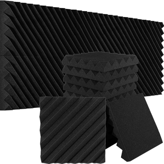 12 Pack Sound Proof Foam Panels for Walls, 12x12x2 Inches Slash Style Acoustic Panels for Home Studio Acoustic Treatment (Black)