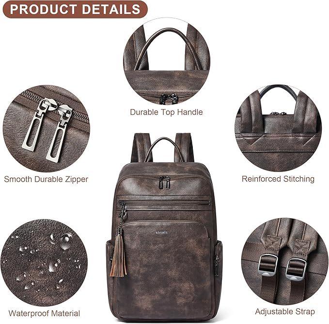 Shrrie Laptop Backpack for Women Fits 16 inch Laptop,Designer Backpacks for Women with Computer Compartment to Business (Coffee)