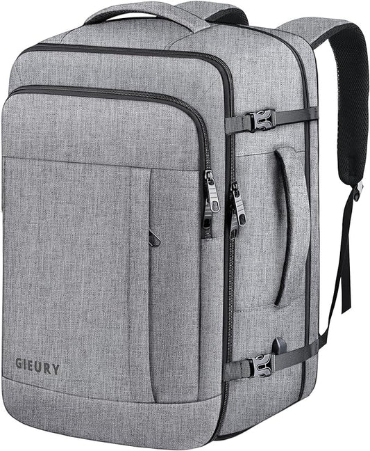 Carry On Backpack, Extra Large 40-50L Travel Backpack for Men & Women, Expandable Backpack For Airplanes, 17 Inch Laptop Backpack, Luggage Suitcase 40L Daypack Lightweight Business Weekender Bag, Grey