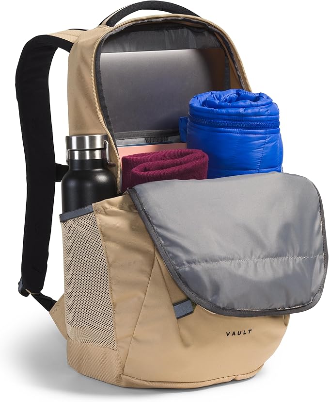 THE NORTH FACE Vault Everyday Laptop Backpack | Commuter Travel Bag with Water-Repellent Finish, Spacious Main Compartment, Khaki Stone/TNF Black, One Size