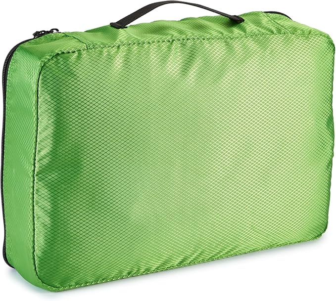 Amazon Essentials 4-Piece Packing Cubes Travel Accessories Set, Luggage Organizer with Double Zipper, Mesh Top, 100% Polyester, Medium, Green (Previously Amazon Basics)