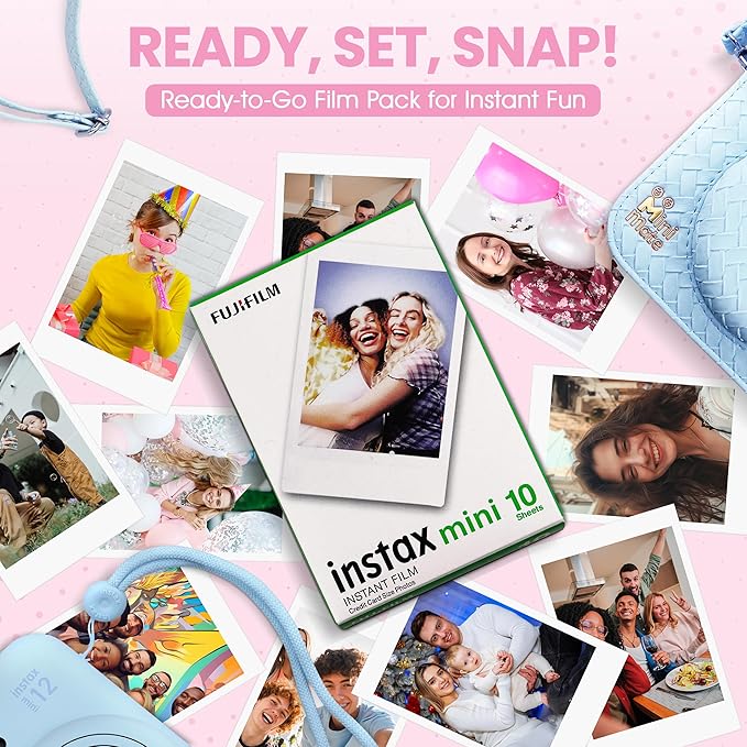 Fujifilm Instax Mini 12 Instant Camera Pastel Blue + Minimate Custom Designed Case + Fuji Instax Film 10 Sheets & Album