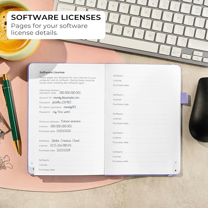 Clever Fox Password Book with alphabetical tabs. Internet Address Organizer Logbook. Medium Password Keeper for Website Logins (Lavender)