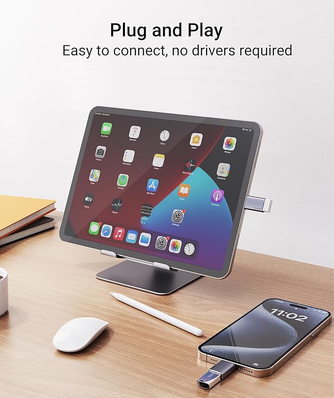 Syntech USB C to USB Adapter (2 Pack), 10Gbps USB3.2 Gen 2 Fit Side by Side, Type C Male to A 3.2 Female Adapter Compatible with iPhone 17 16 Pro Max/iPad/iMac/MacBook Pro and Thunderbolt 4/3 Devices