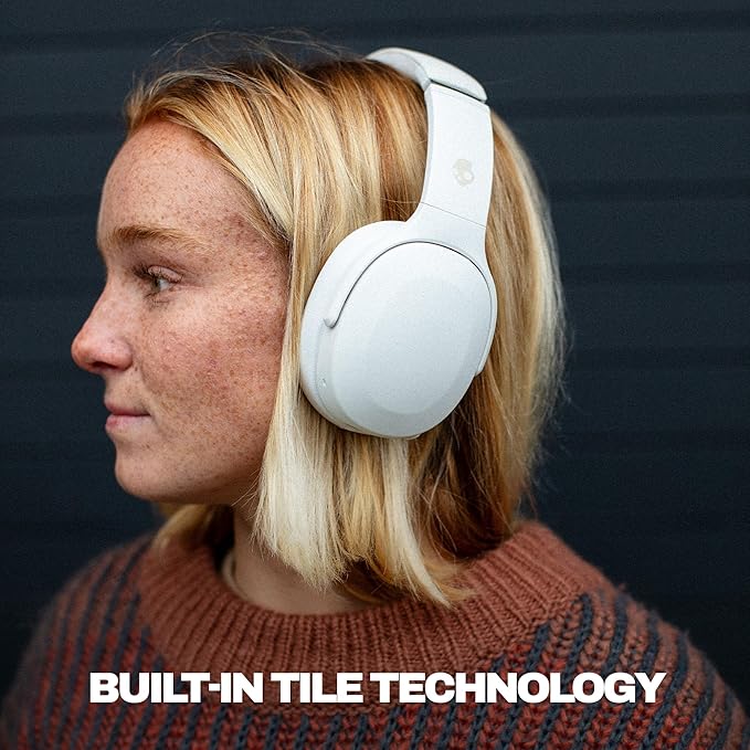 Skullcandy Crusher Evo Wireless Bluetooth Headphones with Multi-Sensory Bass, Noise Isolating Over-Ear Fit, Up to 40 Hours Battery, Microphone for iPhone Android - Bone