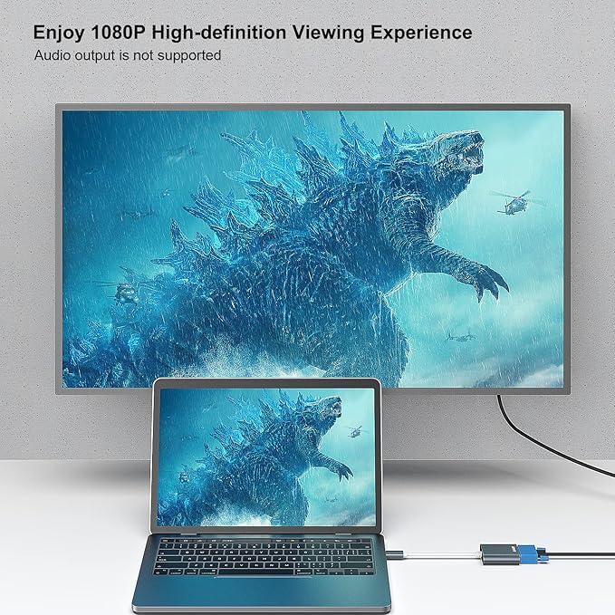 BENFEI USB C to VGA Adapter, Thunderbolt 3/4 to VGA Adapter Compatible with iPhone 15 Pro/Max, MacBook Pro/Air 2023, iPad Pro, iMac, S23, XPS 17, Surface Book 3 and More [Aluminium Shell,Grey]