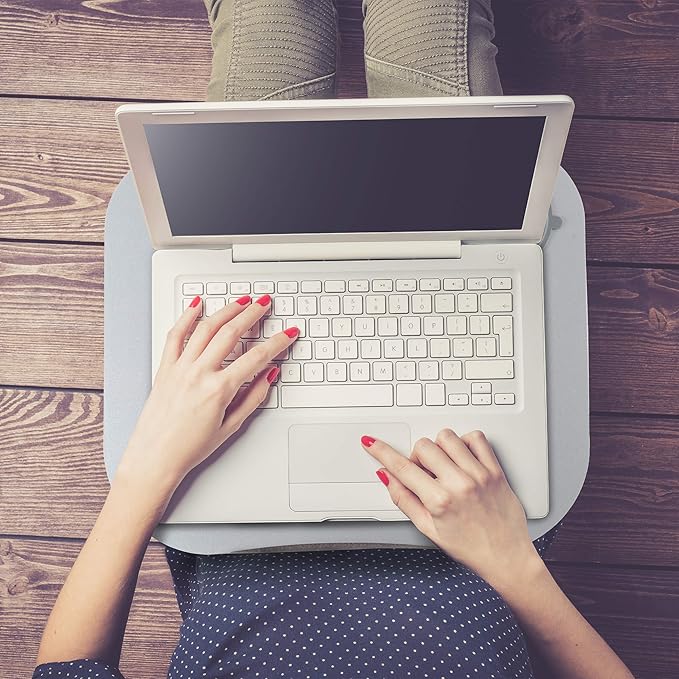 Laptop Buddy Portable Lap Desk- Cushioned Bottom with Foam Beads, Pen Tray and Cup Holder- Tray for Computers, Writing, Reading & Food by Lavish Home