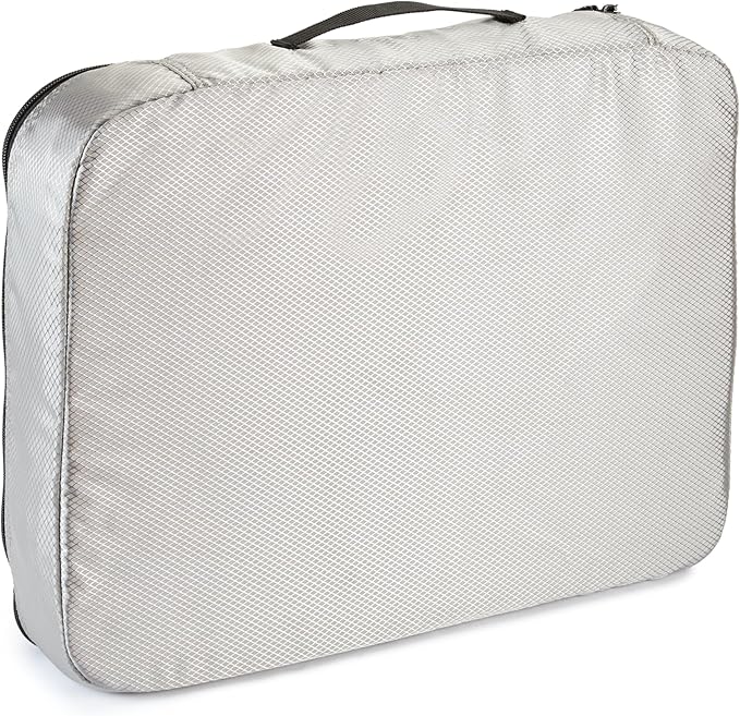 Amazon Essentials 4-Piece Packing Cubes Travel Accessories Set, Luggage Organizer with Double Zipper, Mesh Top, 100% Polyester, Large, Gray (Previously Amazon Basics)