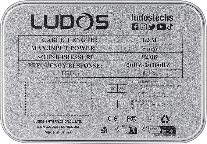 LUDOS Clamor Wired Earbuds in-Ear Headphones, 5 Years Warranty, Earphones with Microphone, Noise Isolating Ear Buds, Memory Foam for iPhone, Samsung, School Students, Kids, Women, Small Ears - White