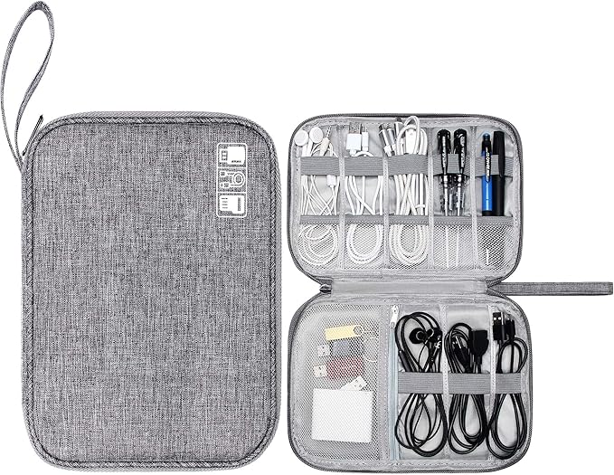 CILLA Travel Cord Organizer Case, Portable Waterproof Storage Bag for Charger, Cord, USB, Power Bank, Earphone, SD Card, Travel Essentials