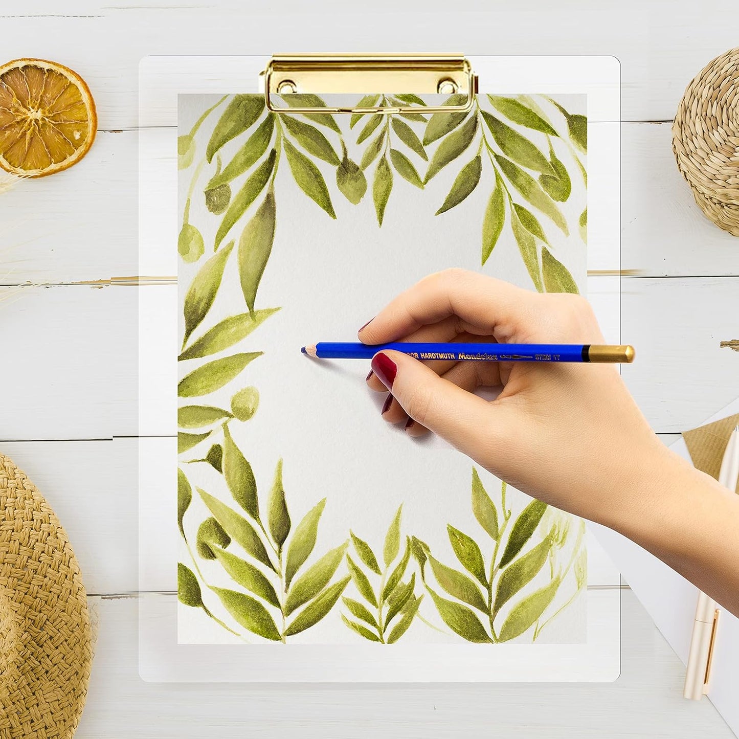 PERFORMORE 6 Pack of Plastic Clipboards, 12” x 9” Clear Acrylic Clipboards with Gold Clip, Durable Stylish Clipboard with Low Profile Clip, Perfect for Home School Classroom Office Events Seminars