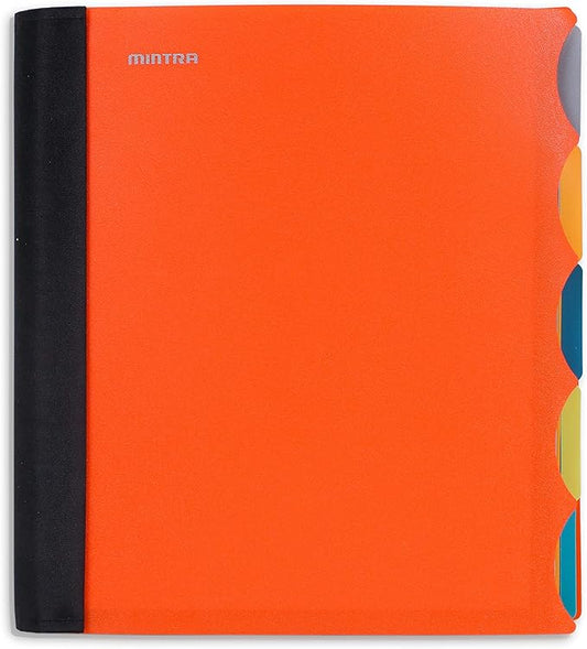 Mintra Office Durable PREMIUM Spiral Notebook, ((Orange, 5 Subject, 8.5in x 11in)), Fabric Covered Coils, No Snags, Removable Adjustable Pocket Dividers, Ruler, Organization, Customizable