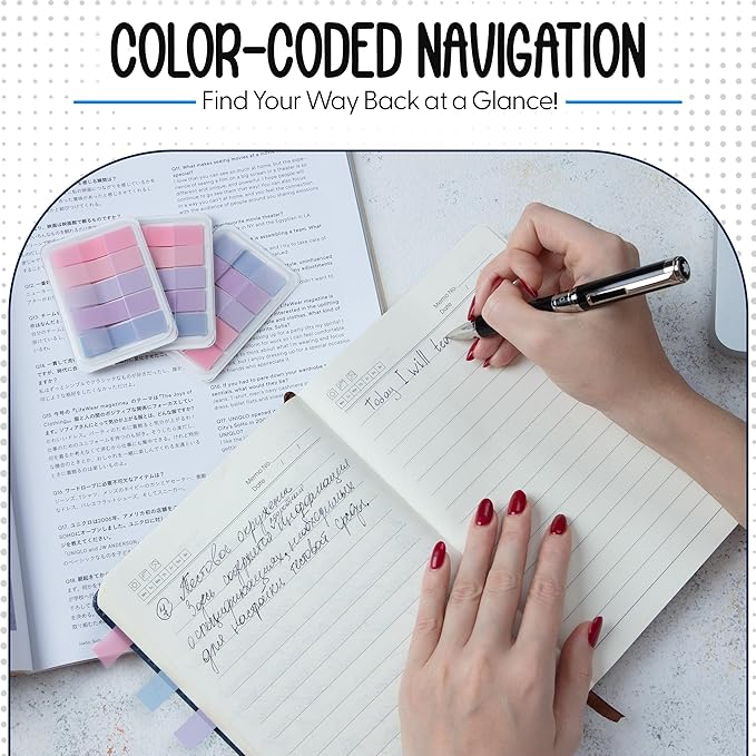 Essex Wares - 300 Pieces - Transparent Sticky Notes Tabs with Case - 5 Light Pastel Colors - 3 Cases - 1.8" x 0.4" - 60 Pieces - Pop Up Index Tabs - Book Flags for Annotating - Book Sticky Tabs