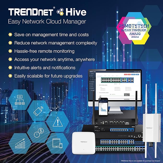 TRENDnet AX5400 Dual Band WiFi 6 PoE+ Access Point, TEW-925DAP, 1 x 2.5GBASE-T PoE+ LAN Port, OFDMA and MU-MIMO Technology, 4804Mbps (5Ghz), 573Mbps (2.4Ghz), WPA3 Ecryption, White