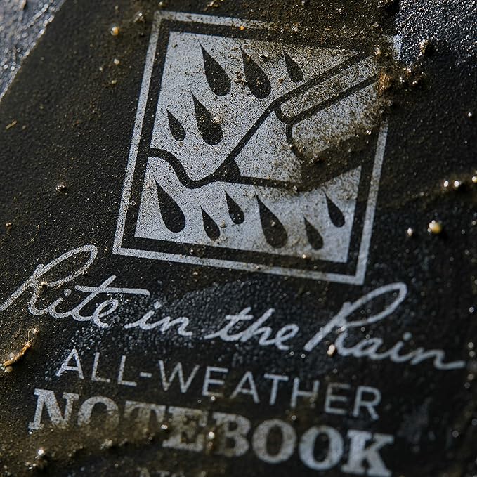 Rite in the Rain Weatherproof Top Spiral Notebook, 3" x 5", Black Cover, Universal Pattern, 3 Pack (No. 735-3)