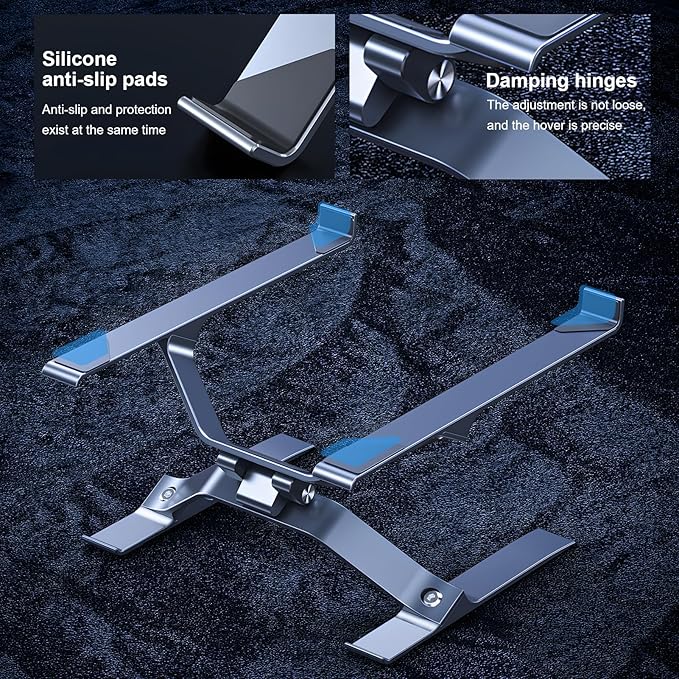 Adjustable Laptop Stand for Desk, Portable Laptop Riser, Ergonomic Computer Notebook Holder for MacBook Pro Air, Dell XPS, HP, Lenovo (13.3-17.3'') (Gray)