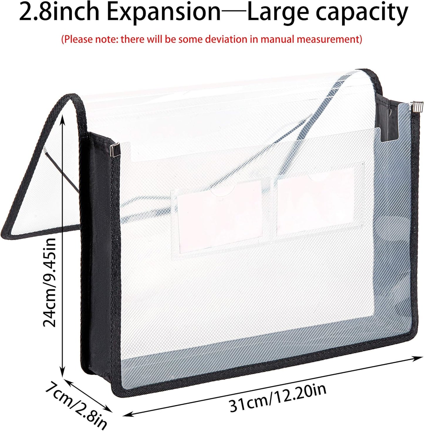 FANWU 6 Pack Plastic Expanding File Wallet Document Organizer with Flap and Cord Closure, Letter Size, 2.8" Expansion, Clear Colored Poly A4 Expandable File Folder for Home School & Office Storage