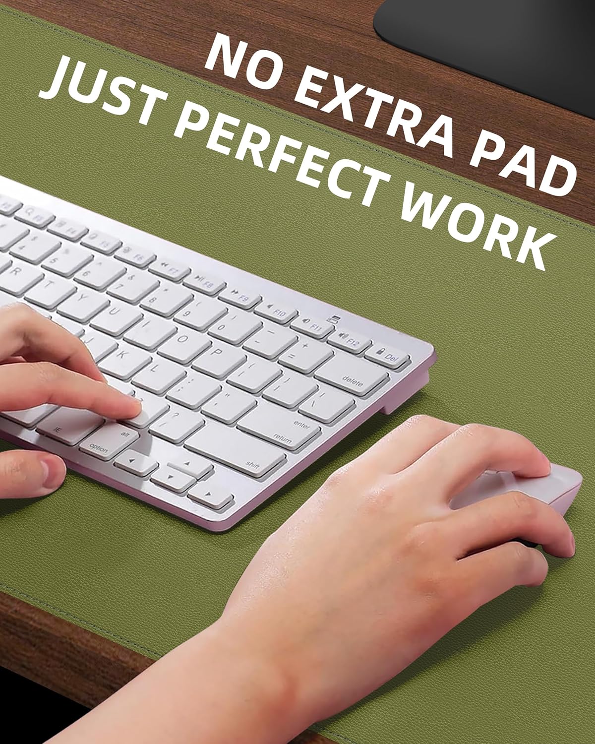 Large Desk Pad Mat - Waterproof Mouse Pad & Desk Protector, Non-Slip XL PU Leather Gaming Mat for Keyboard/Mouse, Stitched Edge with Ergonomic Support, 47"x17" (Green)