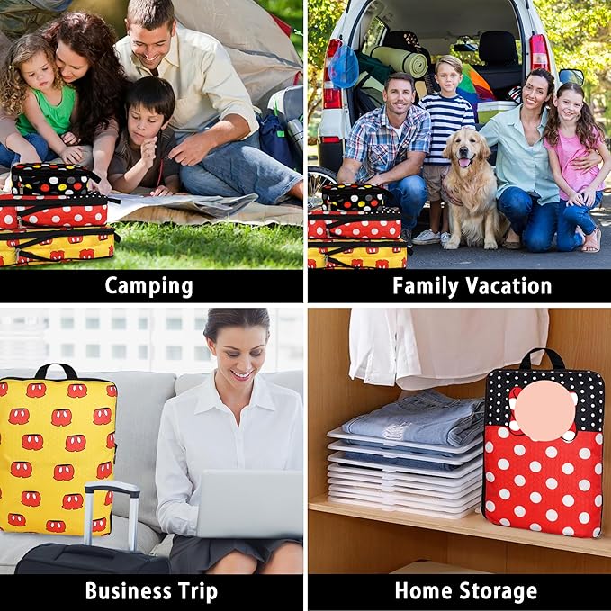 Compression Packing Cubes for Travel, 6 Set Red Dots Luggage Organizer, Lightweight Waterproof Expandable/Compression Bags Smell Proof Travel Packing Cubes for Suitcases