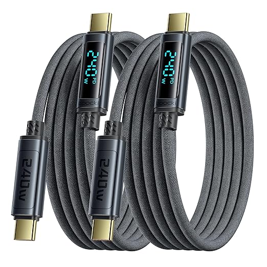 USB C Cable [2Pack,3.3ft] 240W Fast Charging Cord with LED Display Compatible with iPhone 17 16 15 Pro Plus Pro Max Air, iPad Pro, Samsung Galaxy S24 S23, Switch, MacBook Air, Pixel