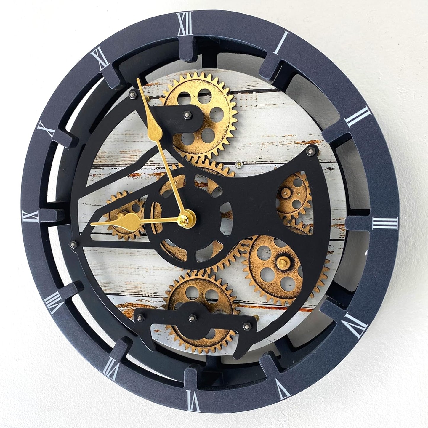 The Gears Clock Desk Clock 10 inches with Real Moving Gears Convertible into Wall Clock (Desert Beige)