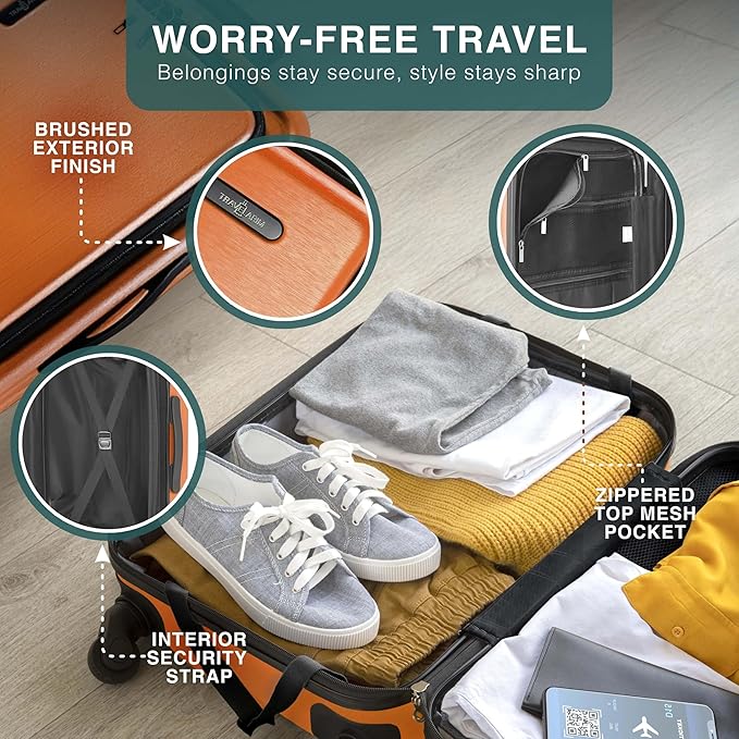 Luggage Sets 2 Piece, 24 Inch Suitcase and 28 Inch Luggage with Spinner Wheels, Durable Hard Shell Suitcase Set, Expandable Travel Suitcases with Wheels, Orange