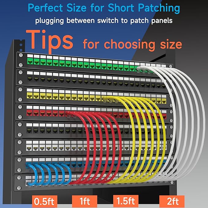 Cat6 Ethernet Cable 2 ft (10 Pack), Ideal for Data Centers & 10G Network - Blue