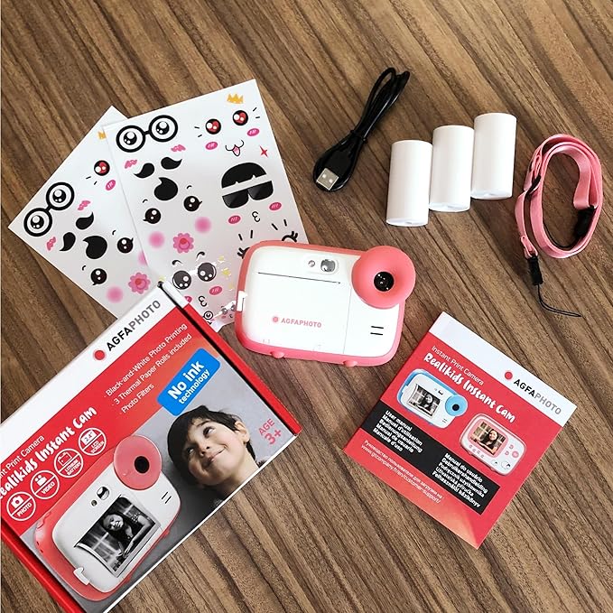 AGFA Photo Realikids Instant Cam - Instant Print Camera for Kids, Photo, Video, 2.4 inch LCD Screen, Micro-SD Port, Lithium Battery, Selfie Mirror and Photo Filter