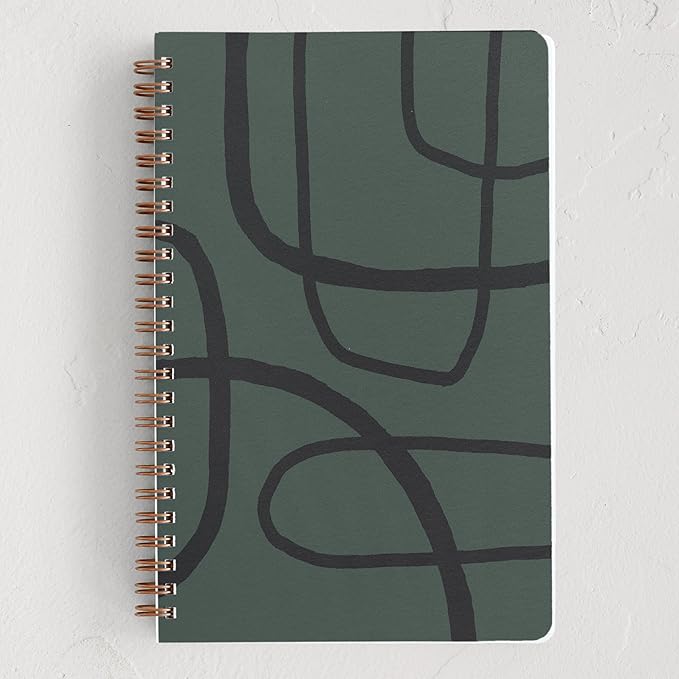 Minted Find Your Own Way Notebook, Writing Journal for Notes & Journaling, Durable Paper Cover, Abstract Modern Art Design, Spiral Bound Journal Notebook with 160 Lined Pages, 5.5" x 8.5"