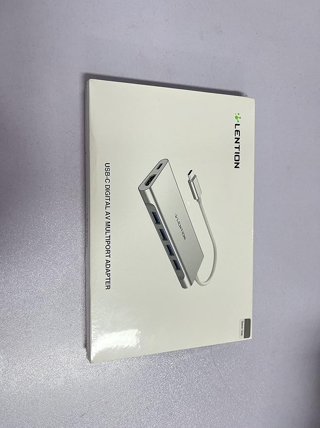LENTION USB-C Multi-Port Hub with 4K HDMI Output, 100W PD, 4 USB 3.0 5Gbps Compatible 2024-2016 MacBook Pro, New Mac Air & Surface, Chromebook, iPhone 15, More, Stable Driver Adapter (C35, Space Gray)