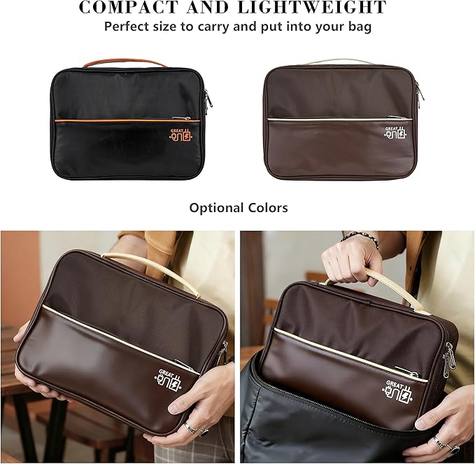 Electronics Accessories Organizer Bag, Waterproof Double Layer Travel Cable Organizer Case for Cords, Charger, Power Bank, Hard Drive, Mouse – Shockproof Tech Storage Pouch for Travel & Home(Brown)