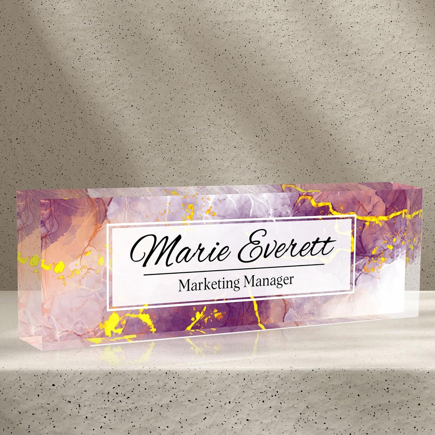 Office Desk Name Plate Personalized, Custom Name Plates for Desks, Name Plate Personalized for Office, Employee Appreciation Gifts (Pinkish Purple)