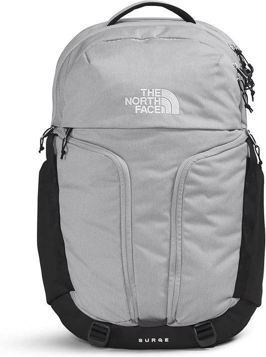 THE NORTH FACE Surge Commuter Laptop Backpack | Daypack with Water Repellent Finish, 16" Laptop Sleeve, Reflective Details, Meld Grey Dark Heather/TNF Black-NPF, One Size